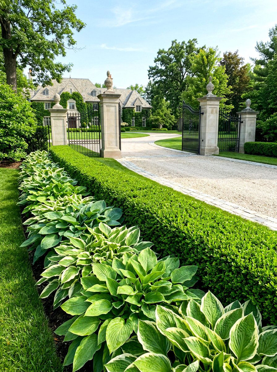 Hosta And Boxwood Hedge - 30 hosta garden ideas