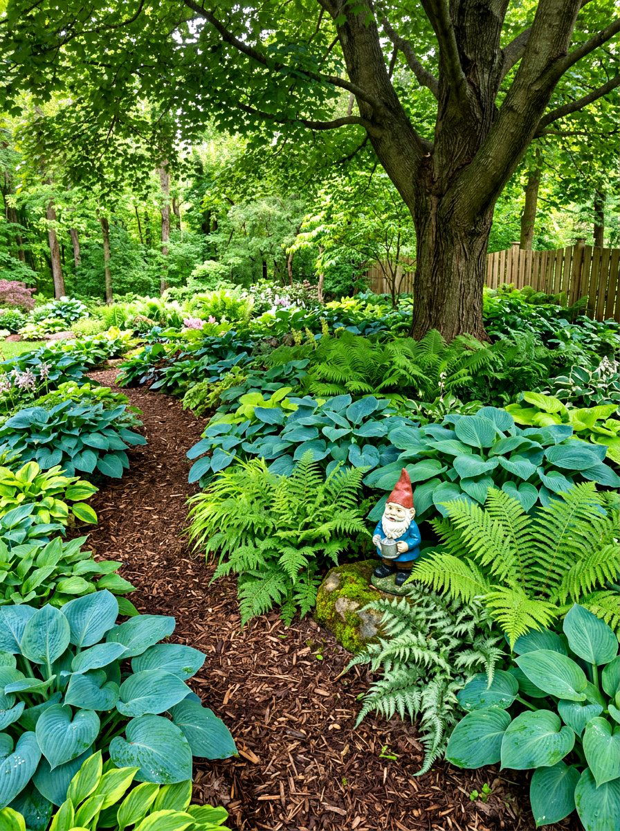 Hosta And Fern Shade Garden - 30 woodland fern border ideas
