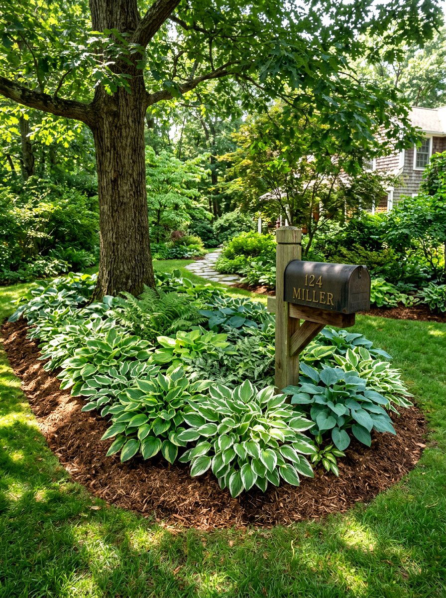 Hosta Shade Mailbox Bed - 30 mailbox flower bed ideas