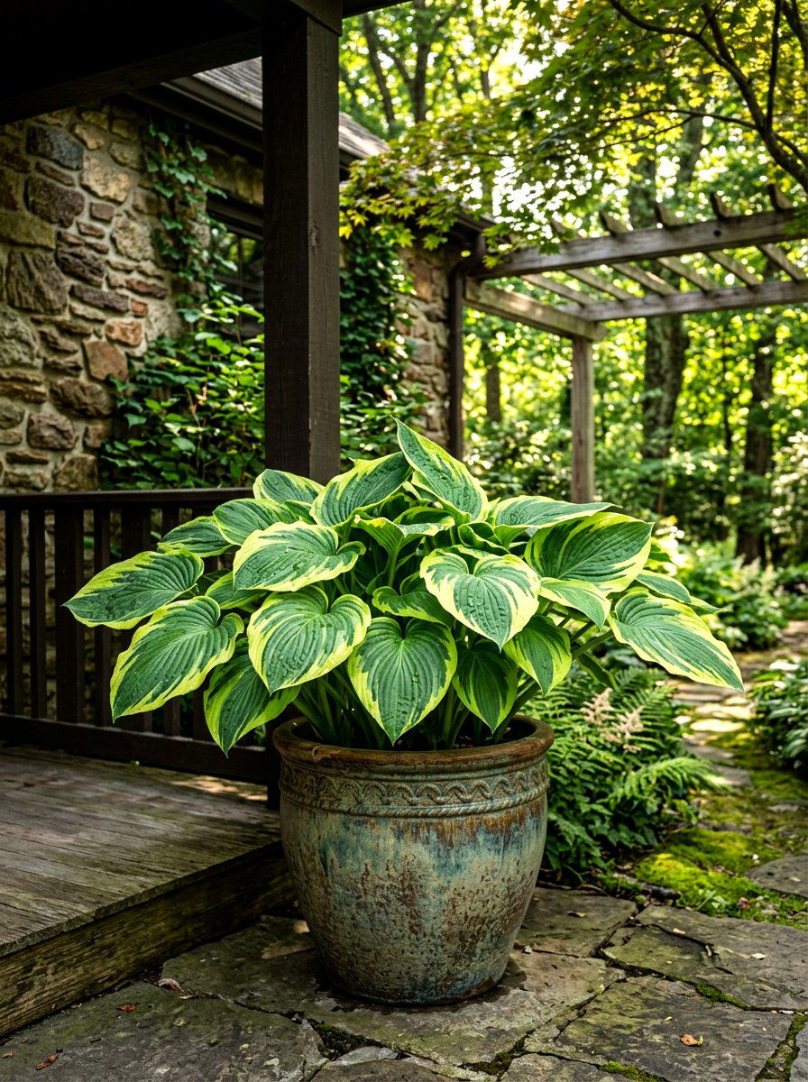 Hosta Shade Pot - 30 shade container garden ideas