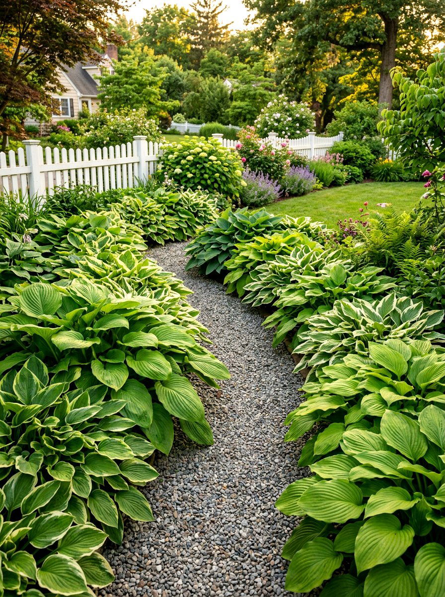Hosta Walkway Lining - 30 hosta garden ideas