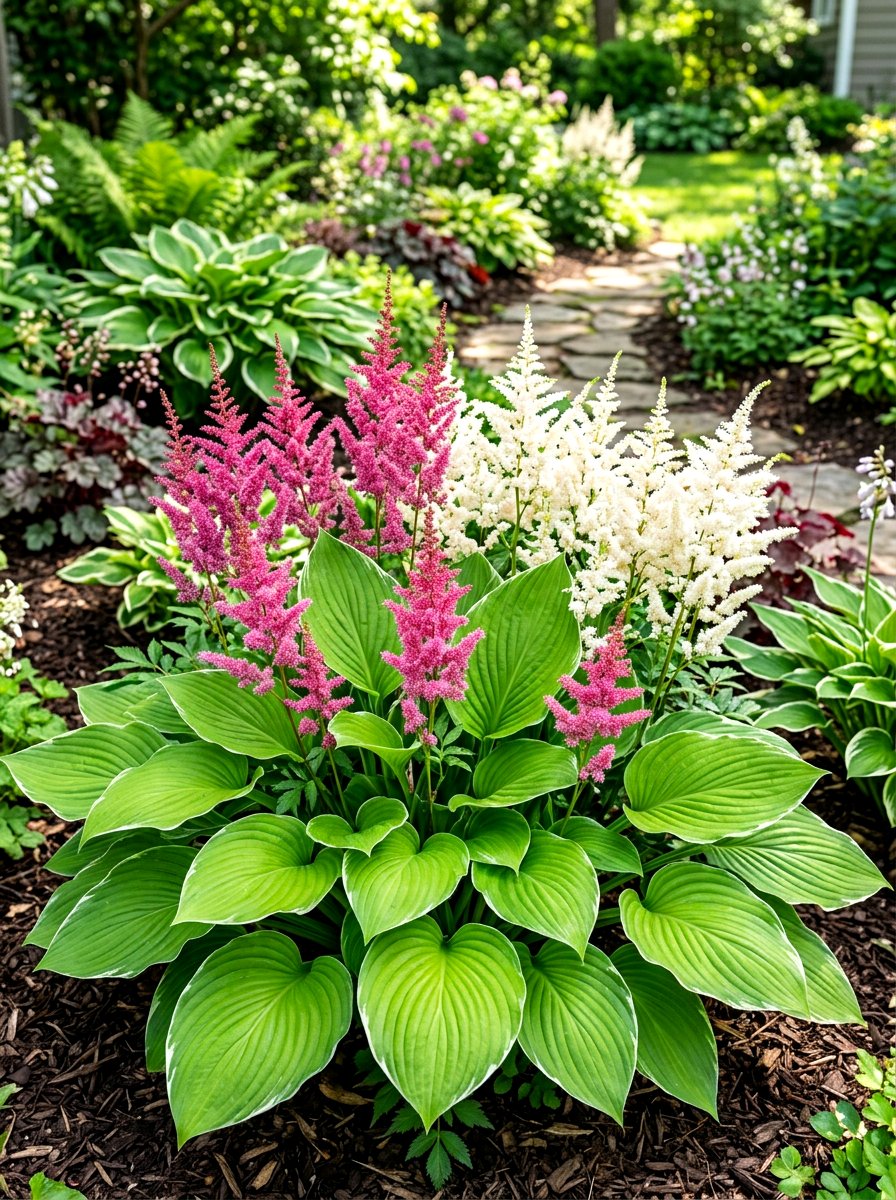 Hosta and astilbe pairing - 30 hosta border ideas