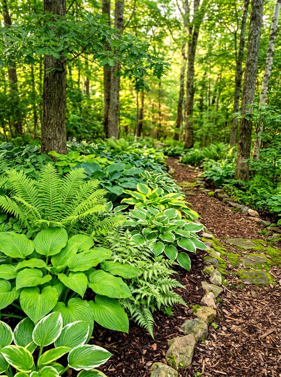 Hosta and fern border - 30 hosta border ideas