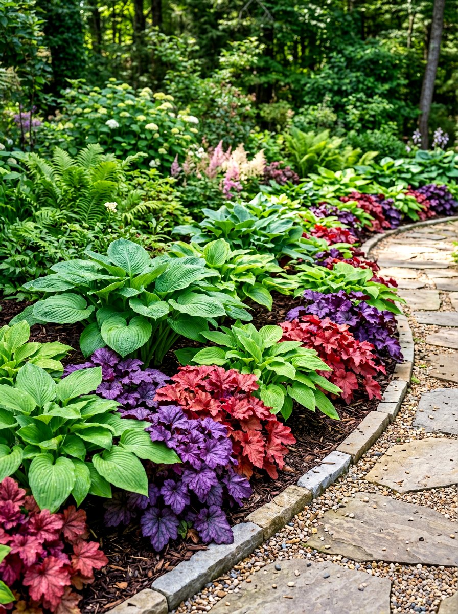 Hosta and heuchera mix - 30 hosta border ideas