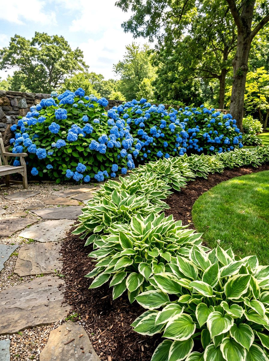 Hosta and hydrangea border - 30 hosta border ideas