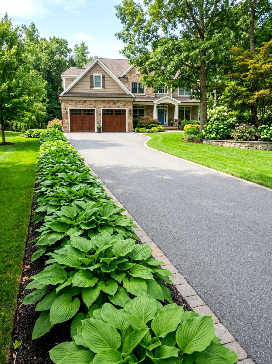 Hosta driveway border - 30 hosta border ideas