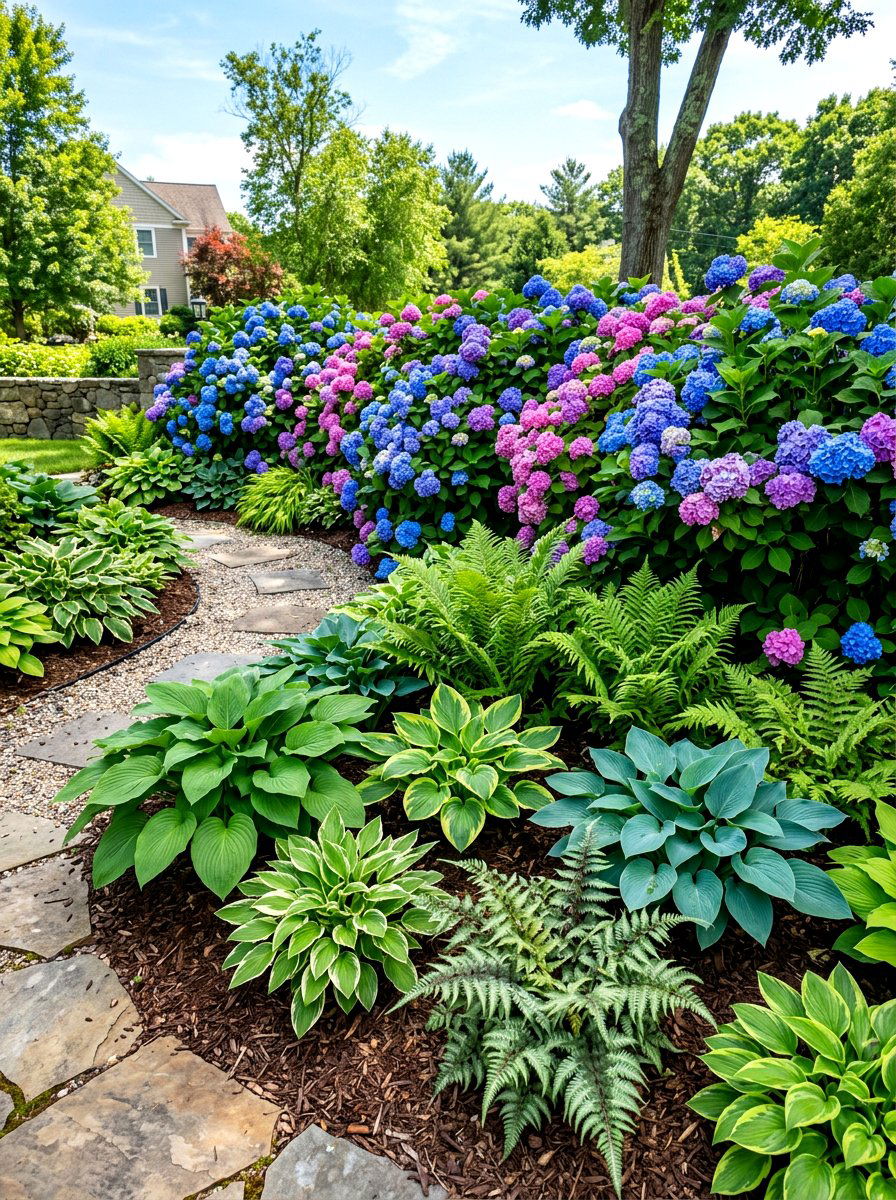 Hosta fern hydrangea garden bed - 30 hosta and fern garden ideas