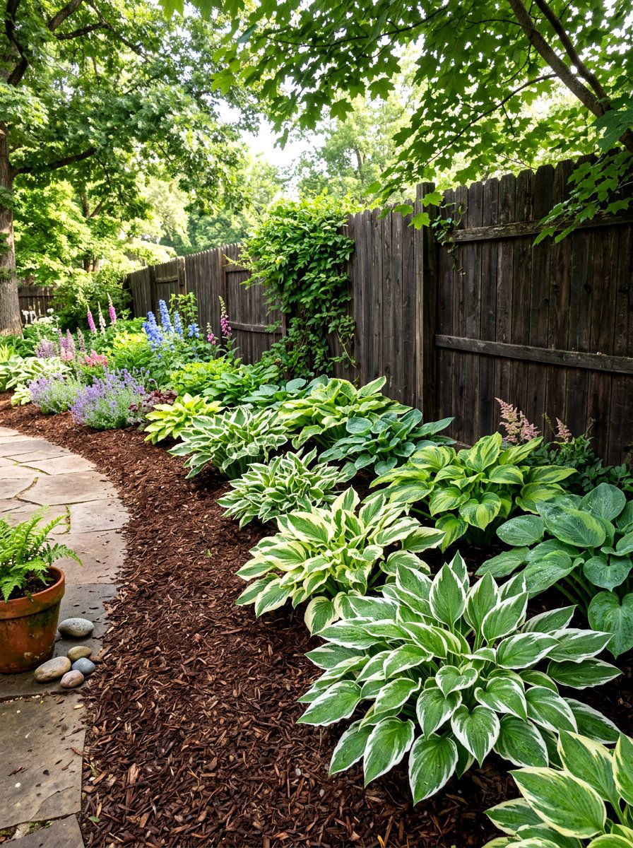 Hostas Garden Border - 30 fence border ideas