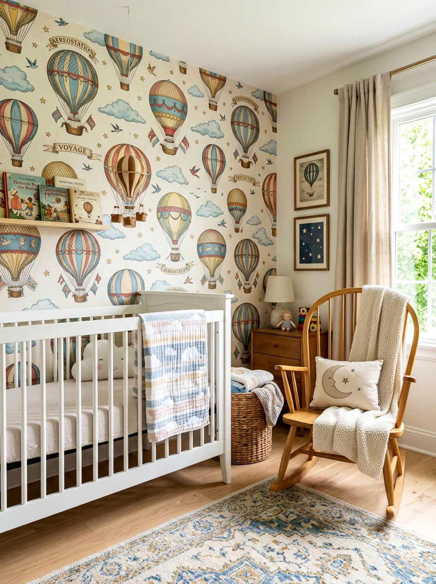 Hot Air Balloon Wallpaper - 30 nursery accent wall ideas
