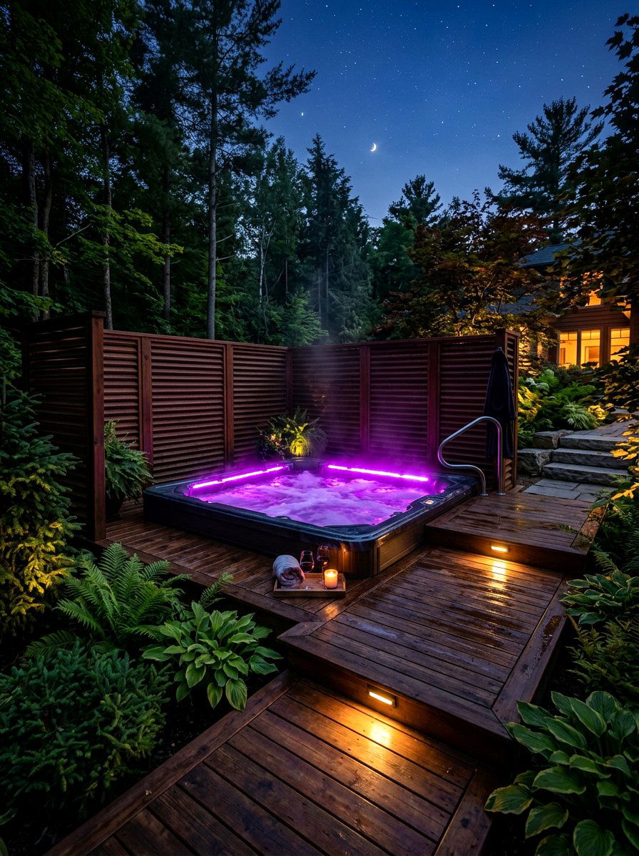 Hot Tub Area Lighting - 30 outdoor structure lighting ideas