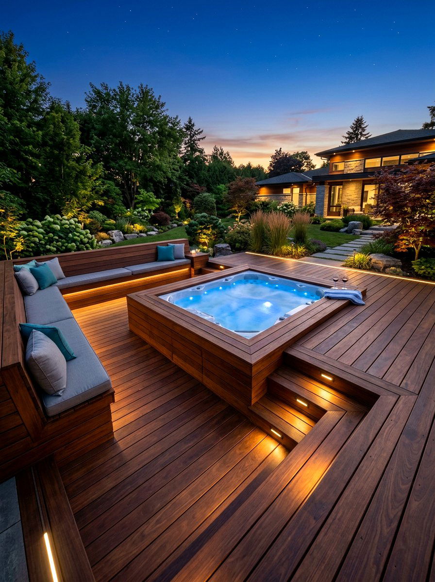 Hot Tub Decking - 30 backyard staycation ideas