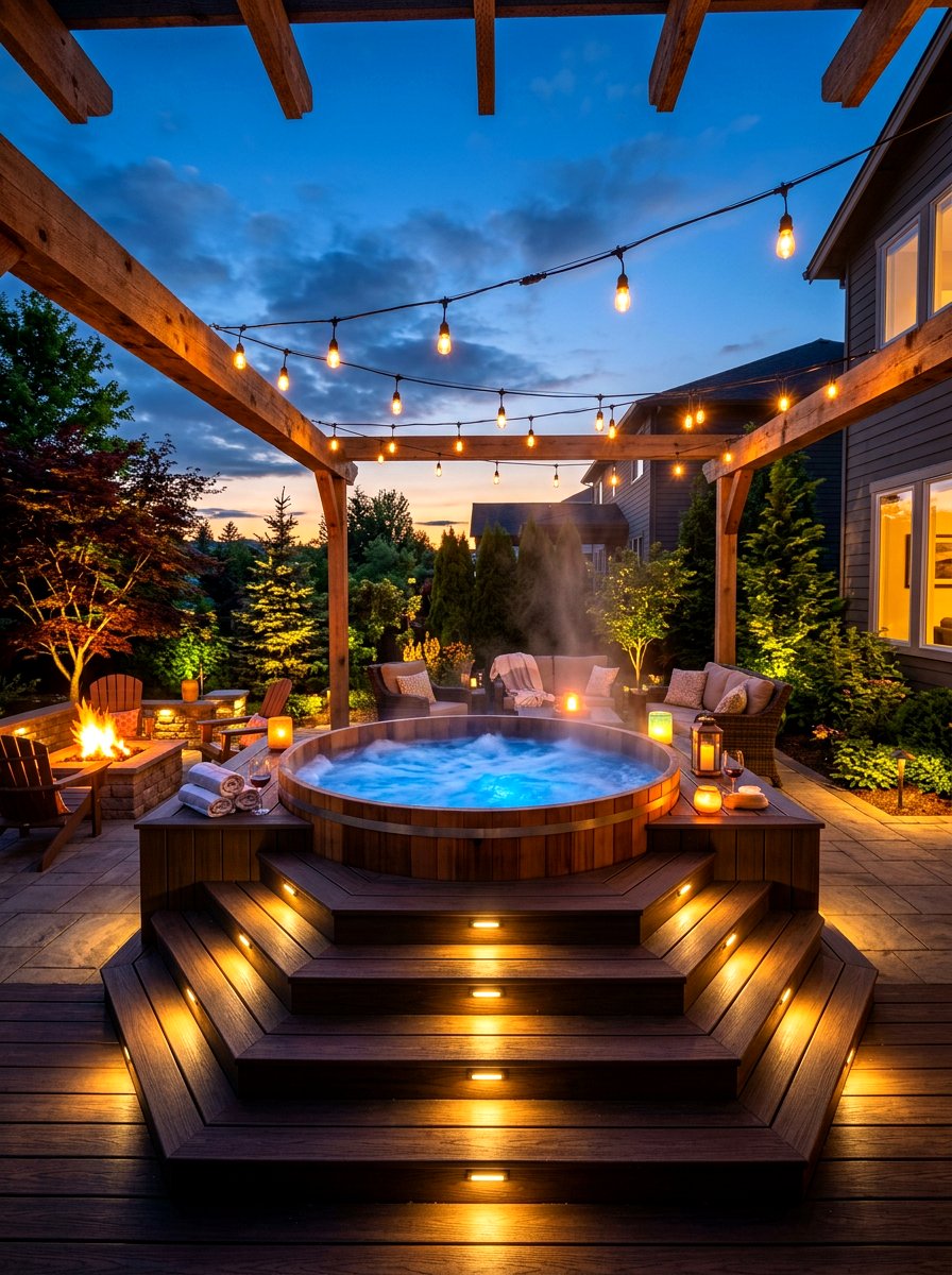 Hot Tub Lighting - 30 hot tub patio ideas