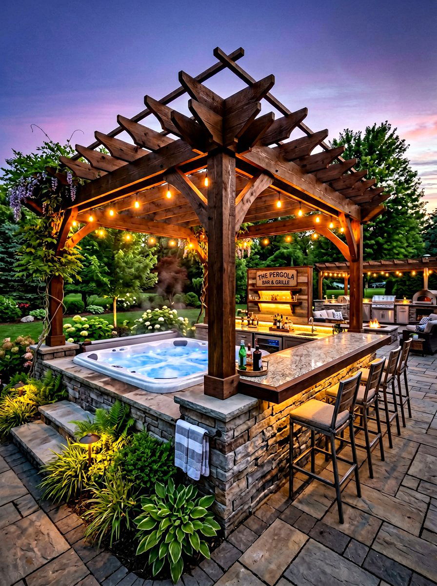Hot Tub Pergola With Bar - 30 pergola over hot tub ideas