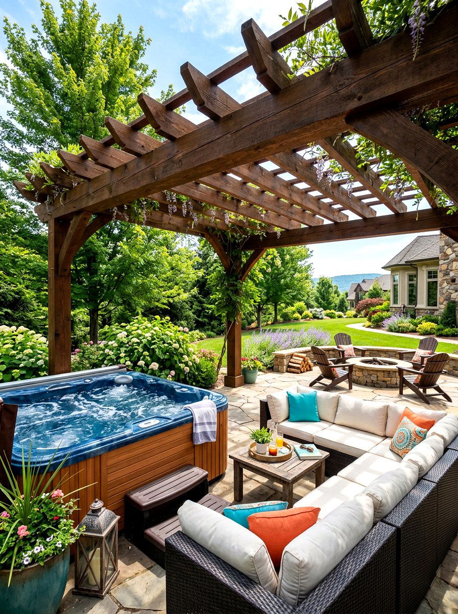 Hot Tub Pergola With Seating - 30 pergola over hot tub ideas
