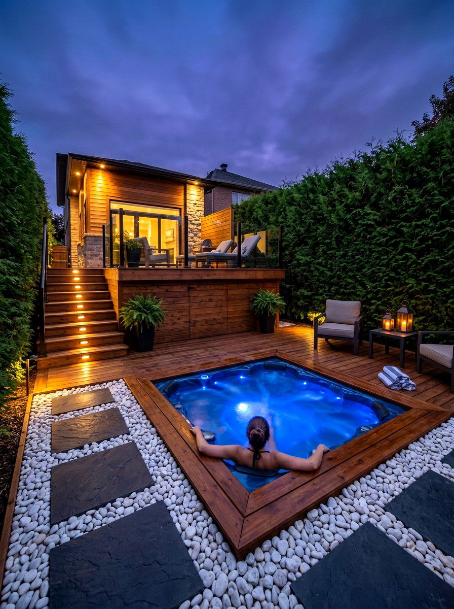 Hot Tub Placement - 30 two level deck ideas