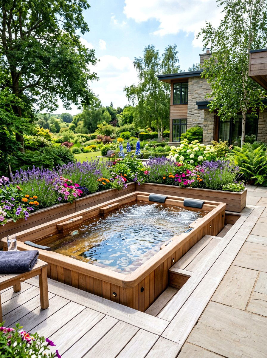 Hot Tub Planters - 30 hot tub patio ideas