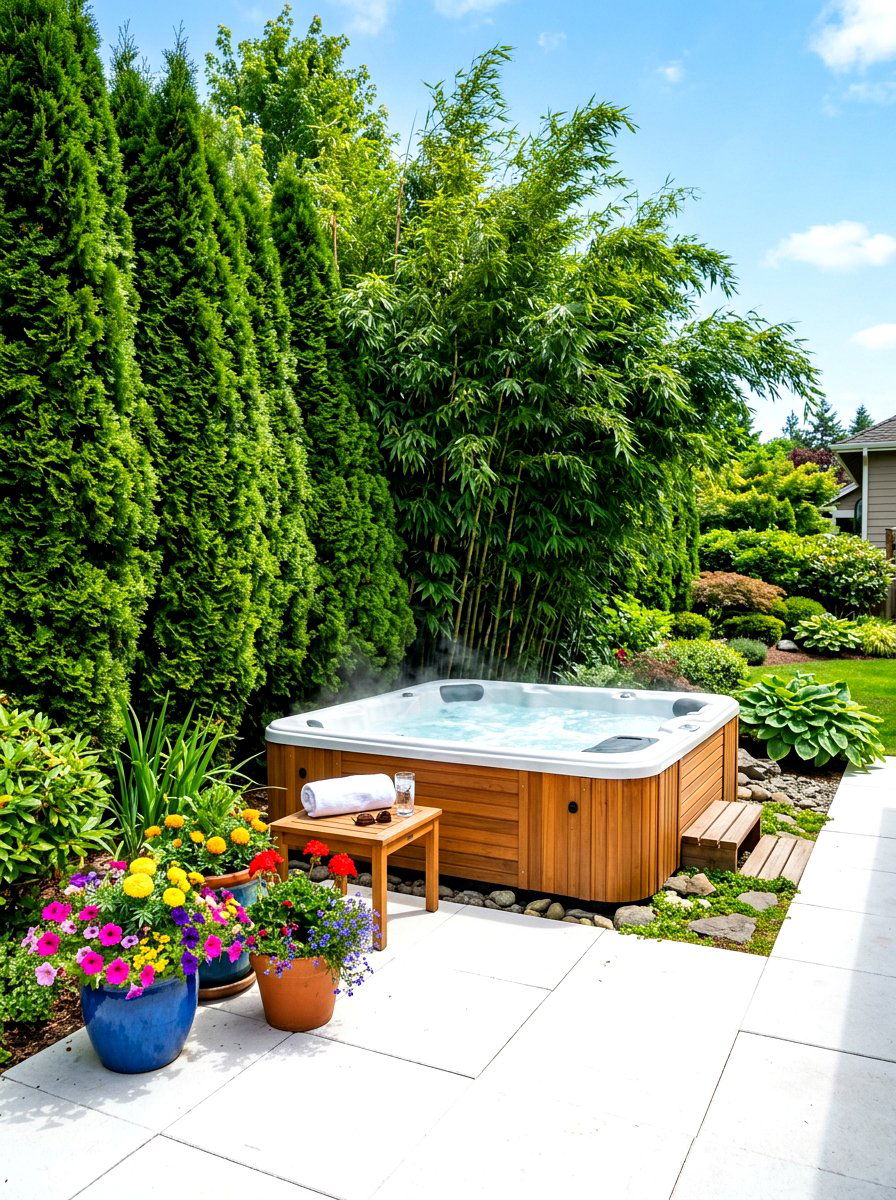 Hot Tub Privacy Plants - 30 hot tub patio ideas