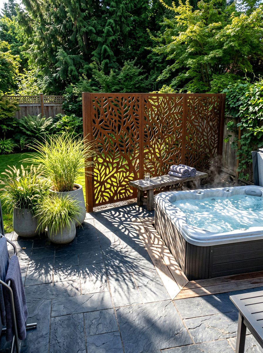 Hot Tub Privacy Screen - 30 hot tub patio ideas