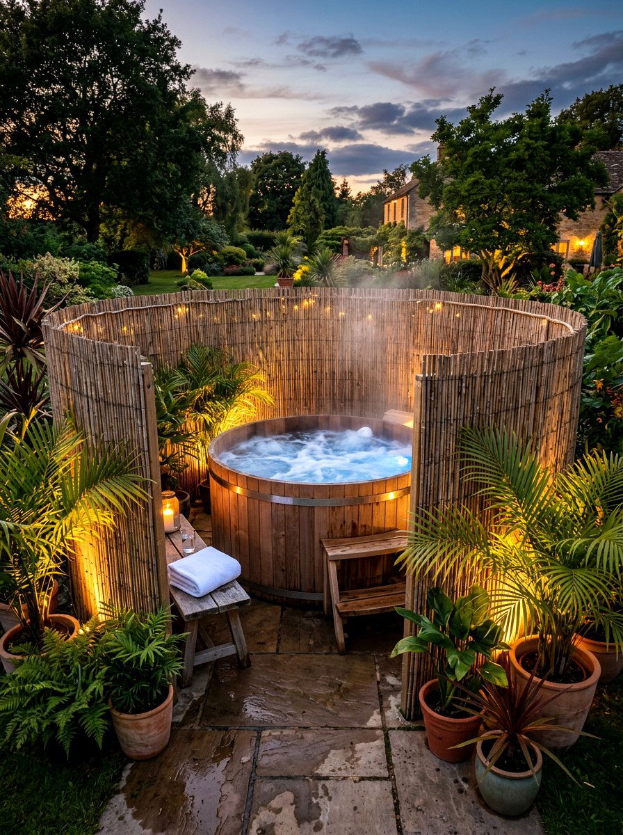 Hot Tub Privacy Surround - 30 reed fence ideas