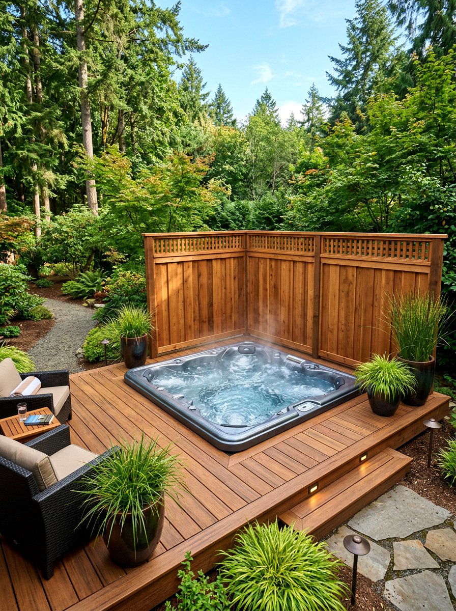 Hot Tub Retreat - 30 backyard zoning layout ideas