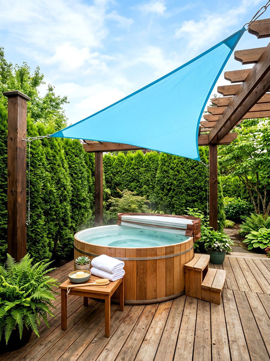 Hot Tub Shade Sail - 30 shade sail ideas
