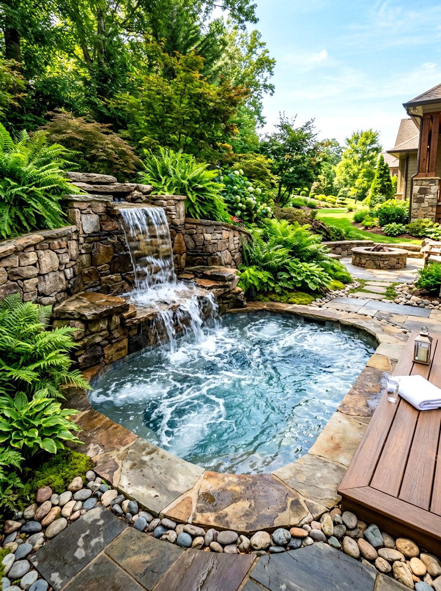 Hot Tub Water Feature - 30 hot tub patio ideas