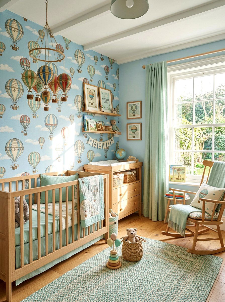 Hot air balloon nursery wallpaper - 30 nursery wallpaper ideas
