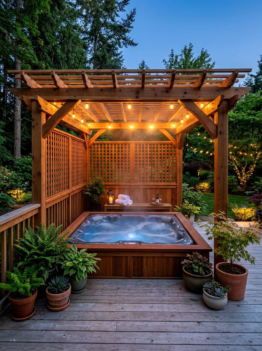 Hot tub pergola enclosure - 30 pergola ideas