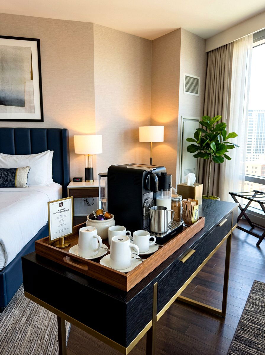 Hotel Coffee Station - 30 hotel style bedroom ideas