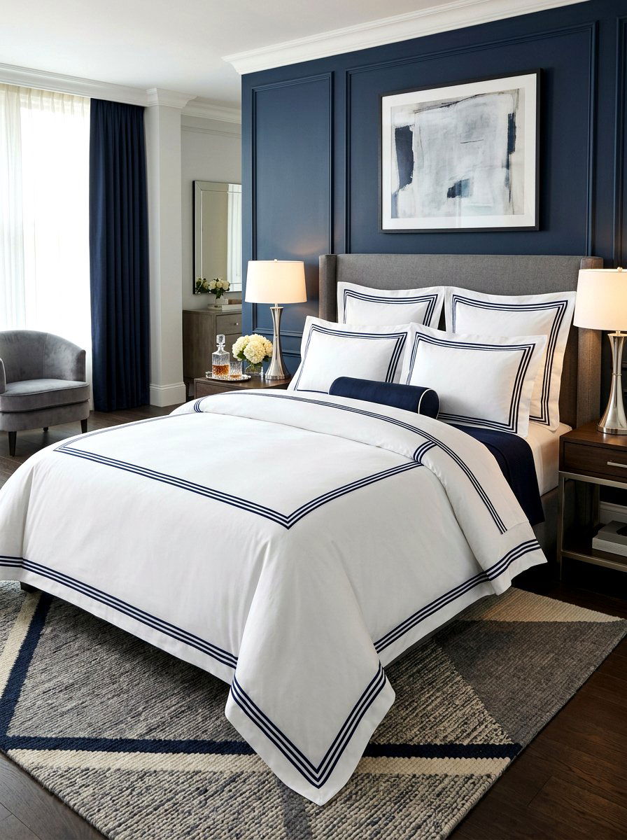Hotel border duvet - 30 embroidered bedding ideas