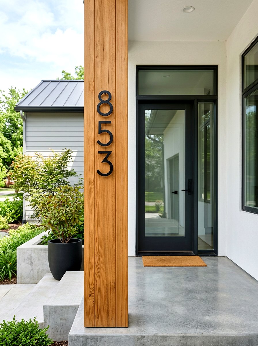 House Number Column Plaque - 30 porch columns decor ideas