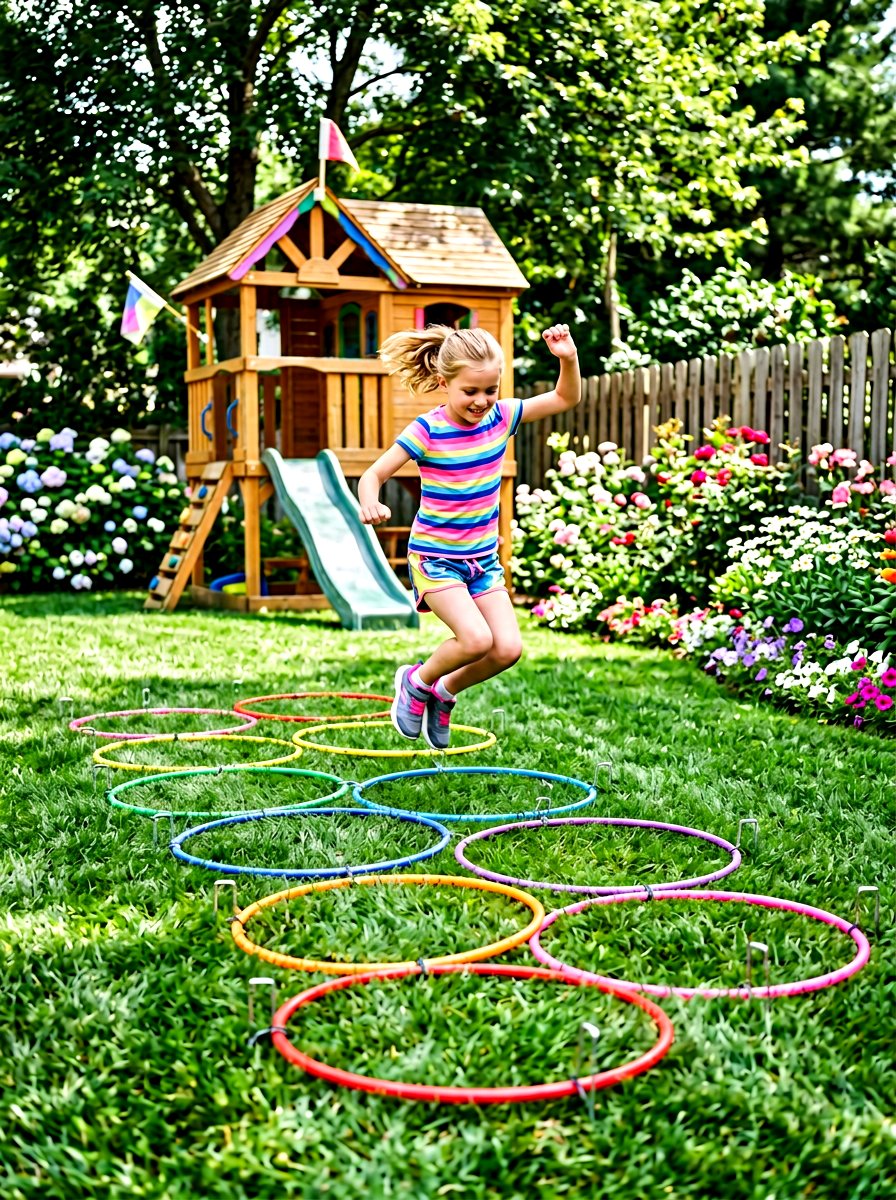 Hula Hoop Jump - 30 backyard obstacle course ideas