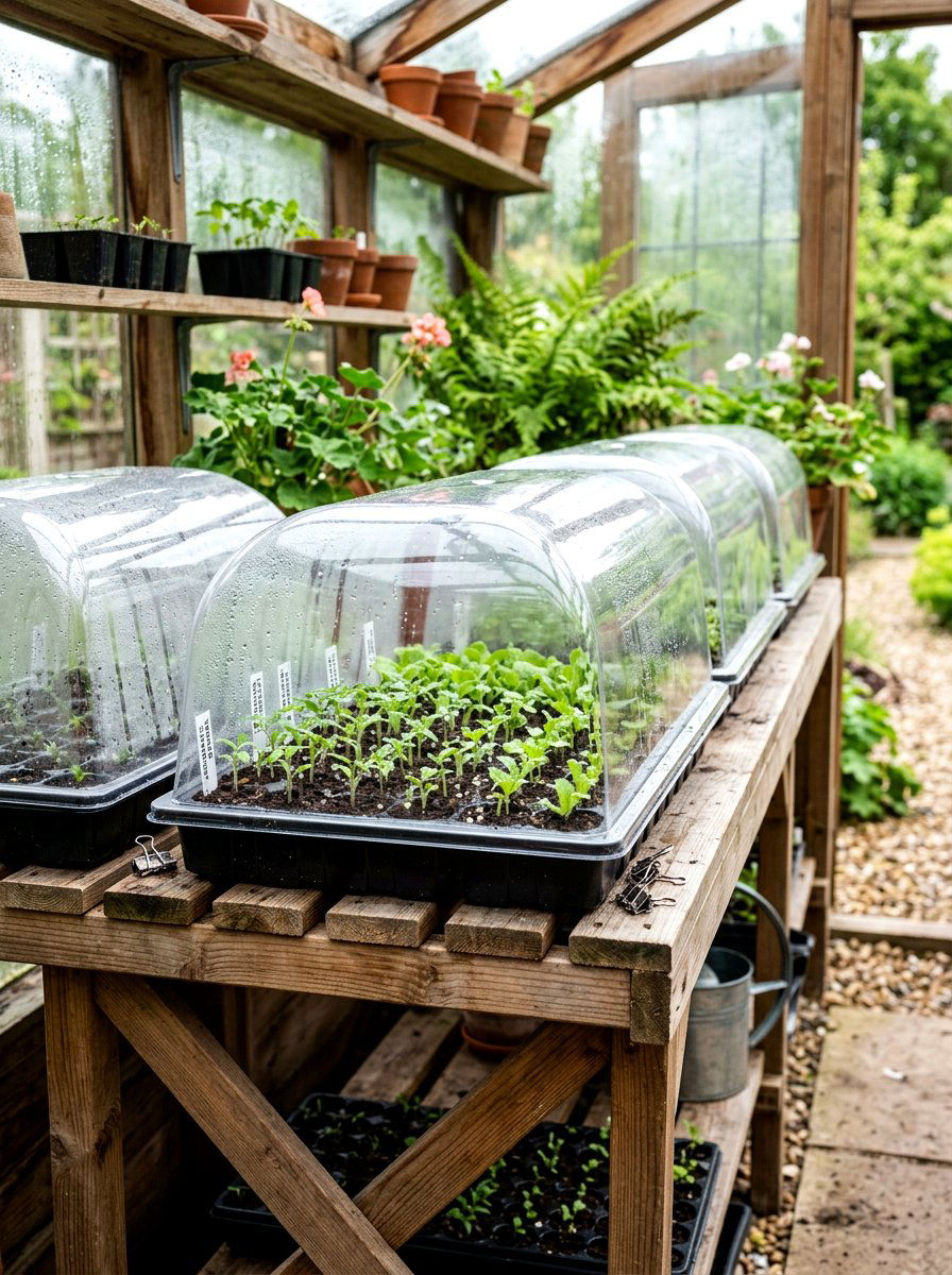 Humidity Dome Bench - 30 greenhouse propagation bench ideas