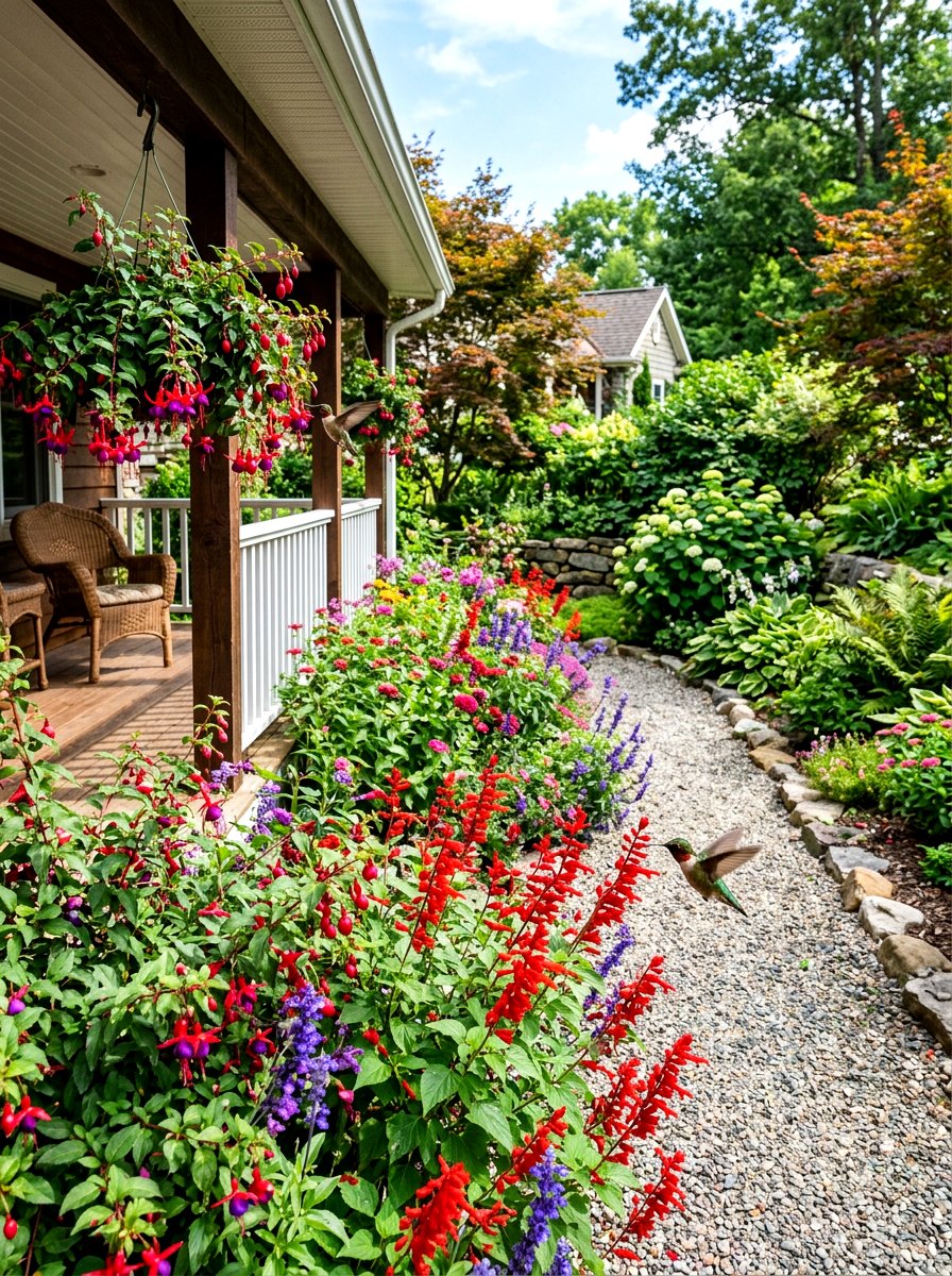 Hummingbird Garden Flower Border - 30 summer annual border ideas