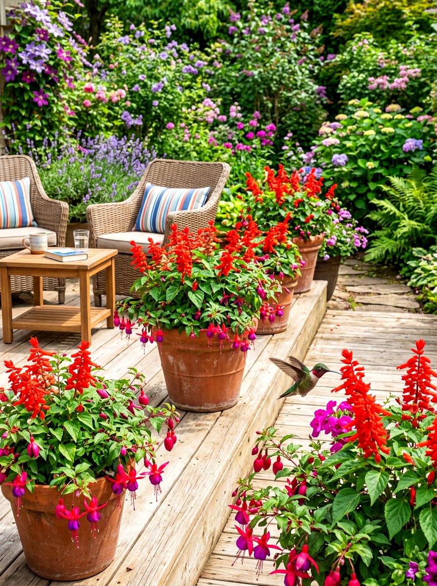 Hummingbird Garden Planter - 30 pollinator garden ideas