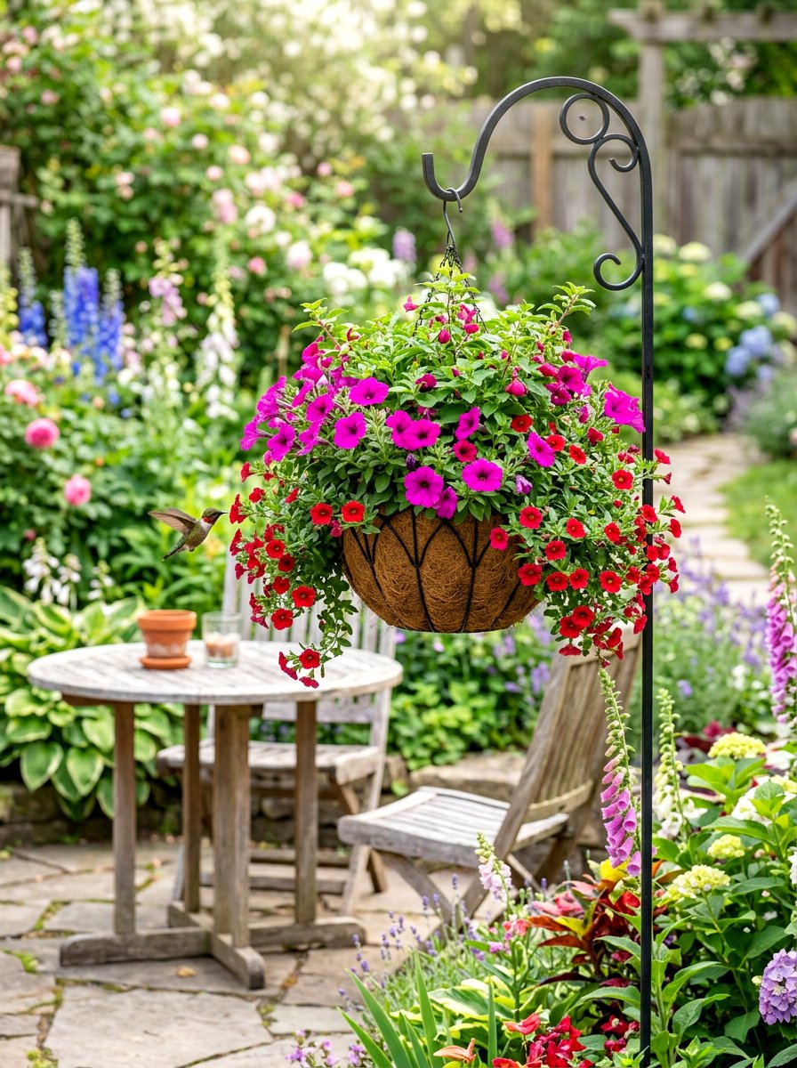 Hummingbird Hanging Basket - 30 pollinator patio ideas