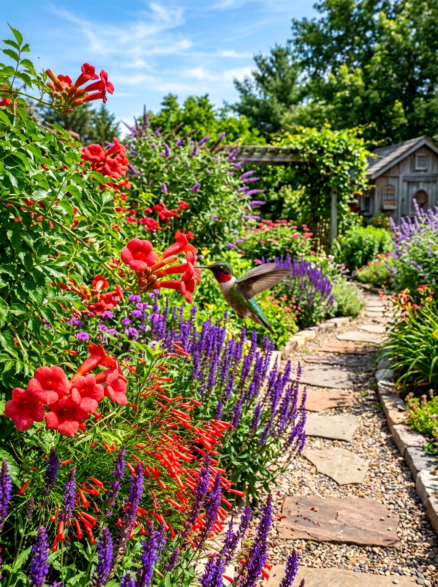 Hummingbird Nectar Garden - 30 bird friendly backyard ideas