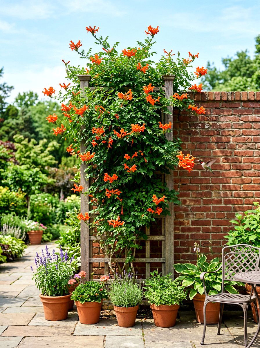 Hummingbird Vine Trellis - 30 pollinator garden ideas
