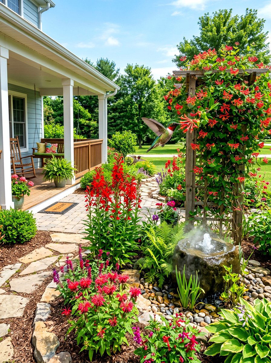Hummingbird garden landscape - 30 native plant front yard ideas