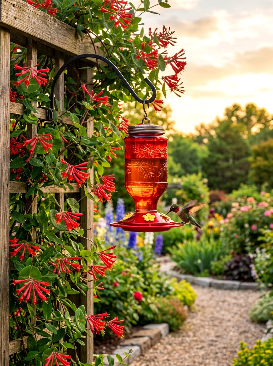 Hummingbird nectar bird feeder - 30 bird feeder garden ideas