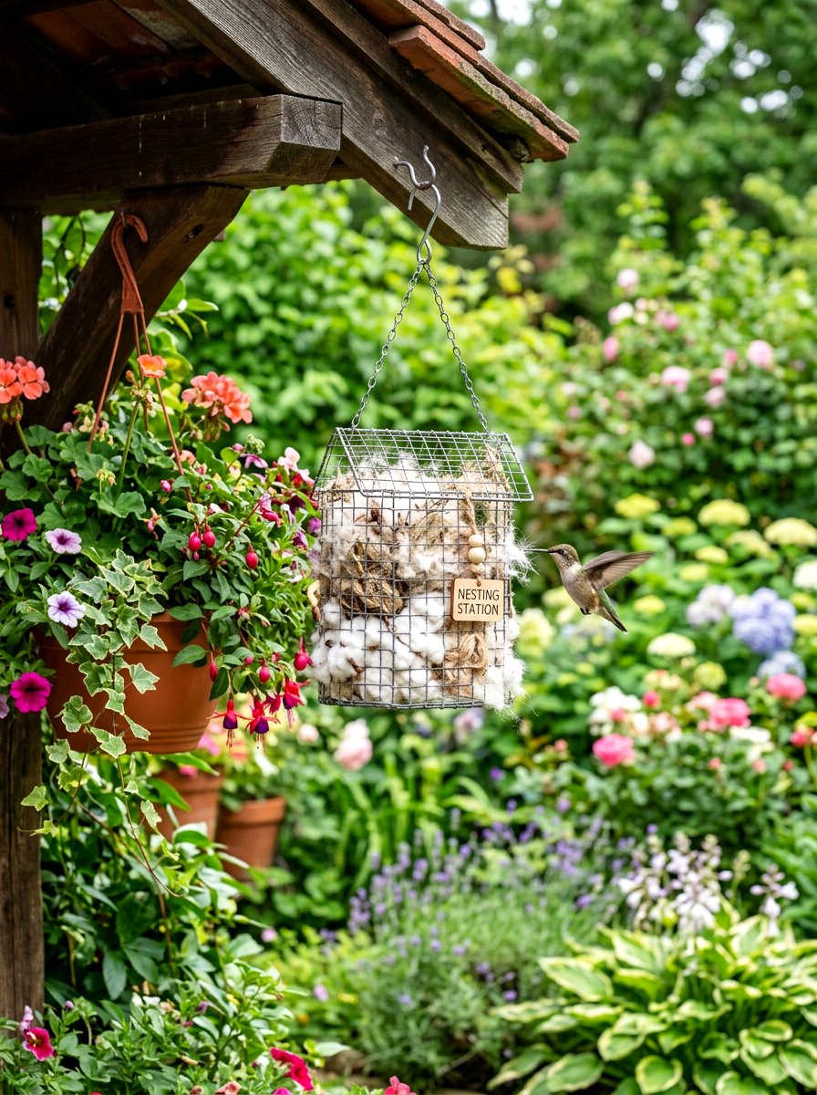 Hummingbird nesting material station - 30 hummingbird oasis backyard ideas