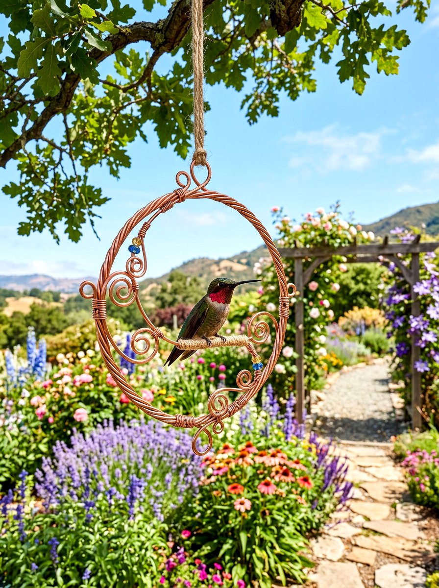 Hummingbird perch swing - 30 hummingbird oasis backyard ideas