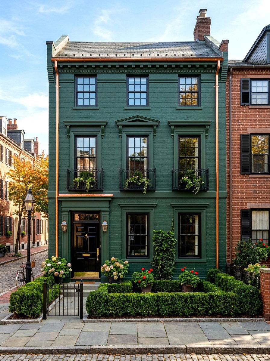 Hunter Green Brick - 30 green house exterior ideas