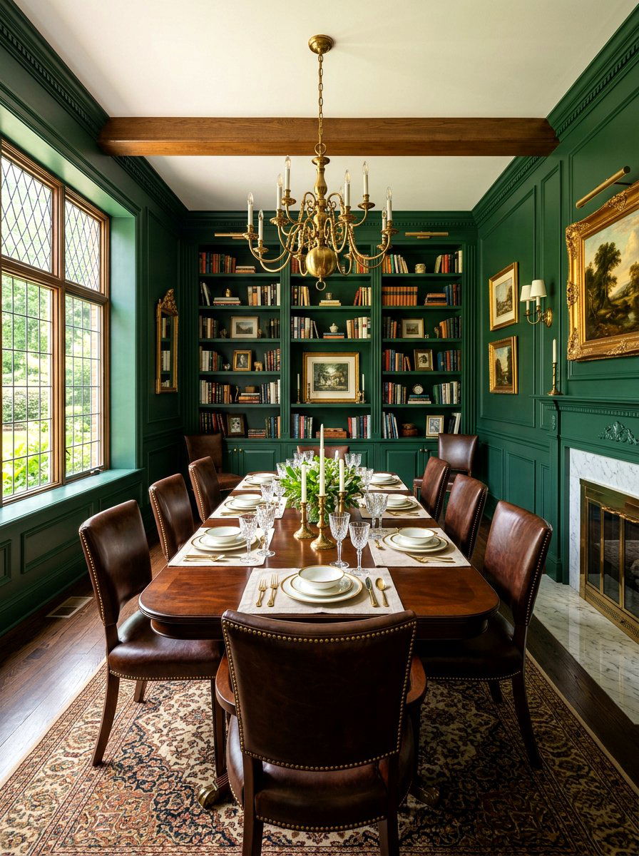 Hunter Green Dining Room - 30 saturated dining room ideas