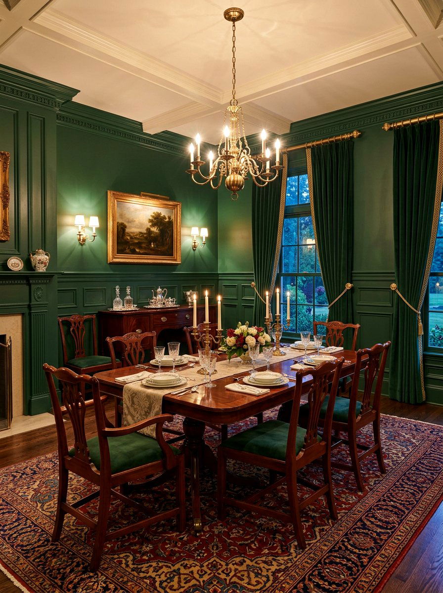 Hunter Green Dining Room - 30 green dining room ideas