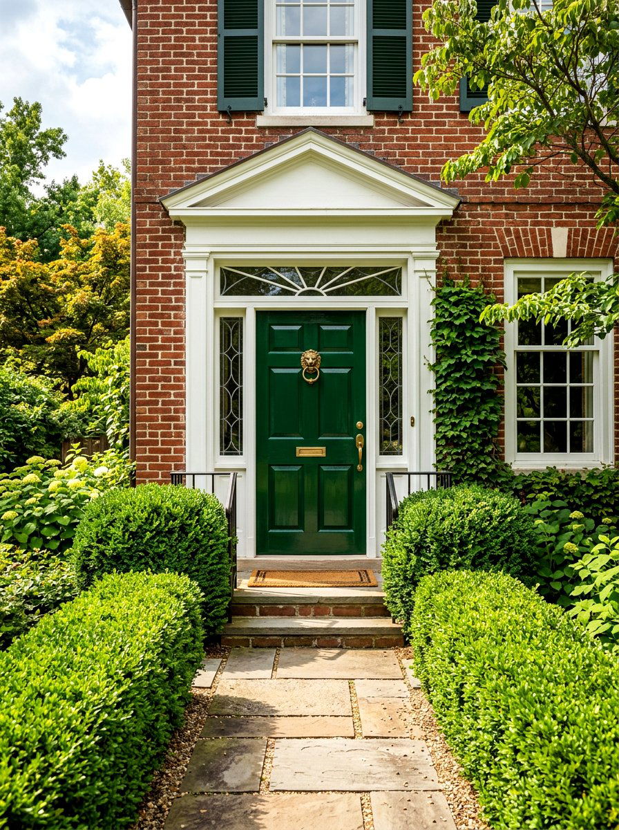 Hunter Green Lacquered Door - 30 lacquered front door ideas