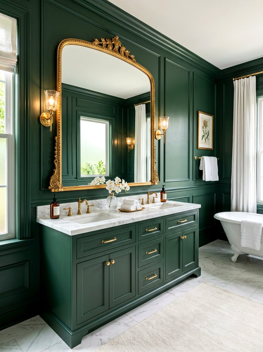 Hunter Green Luxury Bathroom - 30 green and white bathroom ideas