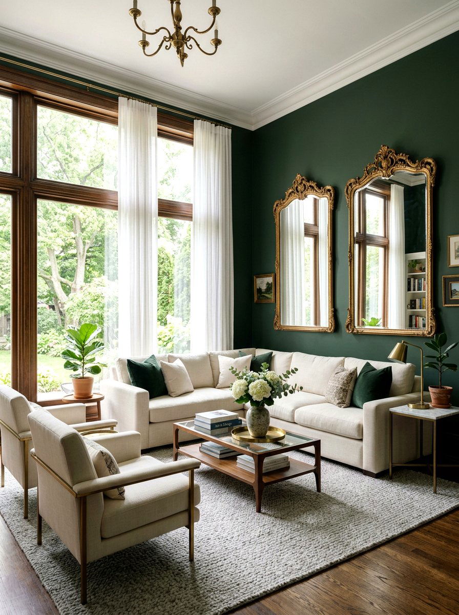 Hunter green living room walls - 30 green living room ideas