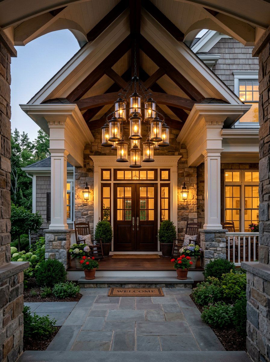 Hurricane Lantern Porch Chandelier - 30 outdoor chandelier ideas