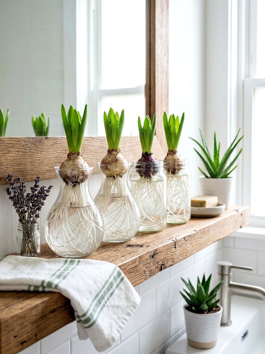 Hyacinth Bulb Shelf - 30 spring shelf styling ideas aesthetic